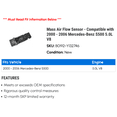 thumbnail image 2 of Mass Air Flow Sensor - Compatible with 2000 - 2006 Mercedes-Benz S500 5.0L V8 2001 2002 2003 2004 2005, 2 of 2