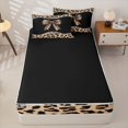 thumbnail image 4 of Erosebridal Leopard Print Bow Zipper Twin Comforter Sets with Fitted Sheet and 2 Pillowcases,3D Diamond Print Zipper Bedding Set For Girls,Black Reversible,4pcs, 4 of 7