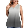 thumbnail image 2 of USSUMA Workout Tops for Women Women's Tank Tops Sleeveless V Neck Loose Plus Size Tops for Women Printed Gradient Casual Tshirt Breathable Shirt Trekking Black Up to 45% off Tank Top for Women L, 2 of 6