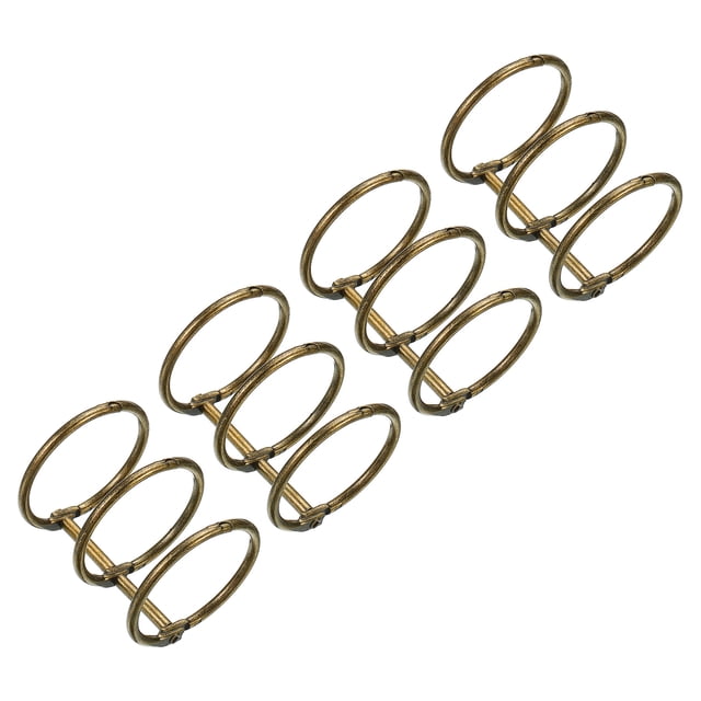 Unique Bargains 1.18' Dia. 3 Circle Detachable Metal Binder Rings Loose Leaf Rings, Bronze 4 Pack