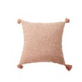 thumbnail image 2 of Funda de almohada con flecos de color liso y cuadrícula rayada con textura de lino y algodón de tejido grueso, 2 of 5
