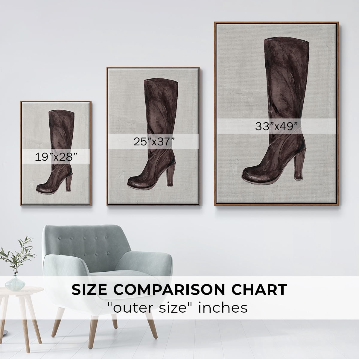 The Shoe Fits III V1 Framed Premium Gallery Wrapped Canvas - Ready to Hang - 27 x 41 - Walnut Floating Frame