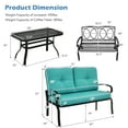 thumbnail image 3 of Costway 2PCS Patio Loveseat Bench Table Furniture Set Cushioned Chair Turquoise, 3 of 10