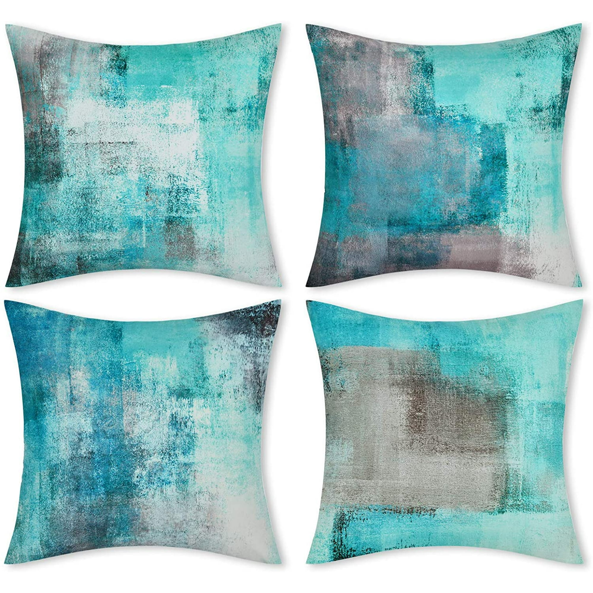 Teal and grey decorative pillows sale