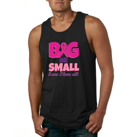 Wild Bobby, Big or Small Save Them All Mens Breast Cancer Awareness Graphic Tank Top