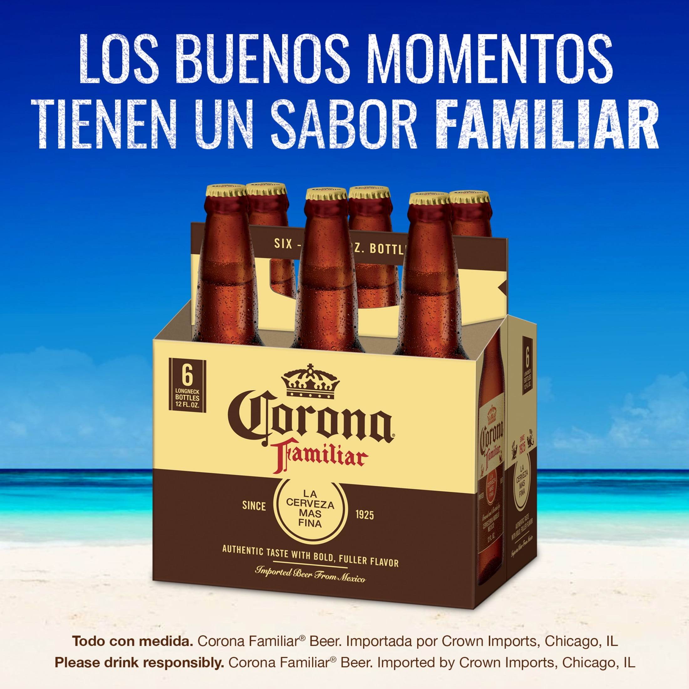 Corona Familiar, Mexican Lager, 6 pack 12 fl. oz. bottles, 4.8