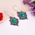 thumbnail image 2 of Malachite Gemstone 925 sterling Silver Earring, Length 1.50", Gift For Her, Silver Handmade Jewelry, Malachite Earring, Green Earring, Oval Earring, G, 2 of 4