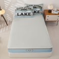 thumbnail image 4 of Manfei Vintage Farmhouse Zipper Twin Comforter Sets with Fitted Sheet and 2 Pillowcases,Large Letter Zipper Bedding Set,Blue Gray,Light Gray Reversible,4pcs, 4 of 8