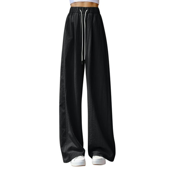 WENWU Womens Pants Ladies Casual Pants Black Work Pants for Women Lounge Pants Wide Leg Womens Pants Fall Pants for Women 2025