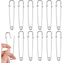 12pcs Large Safety Pins, 4in Stainless Steel Sturdy Clothes Pins Heavy Duty for Clothing, Silver