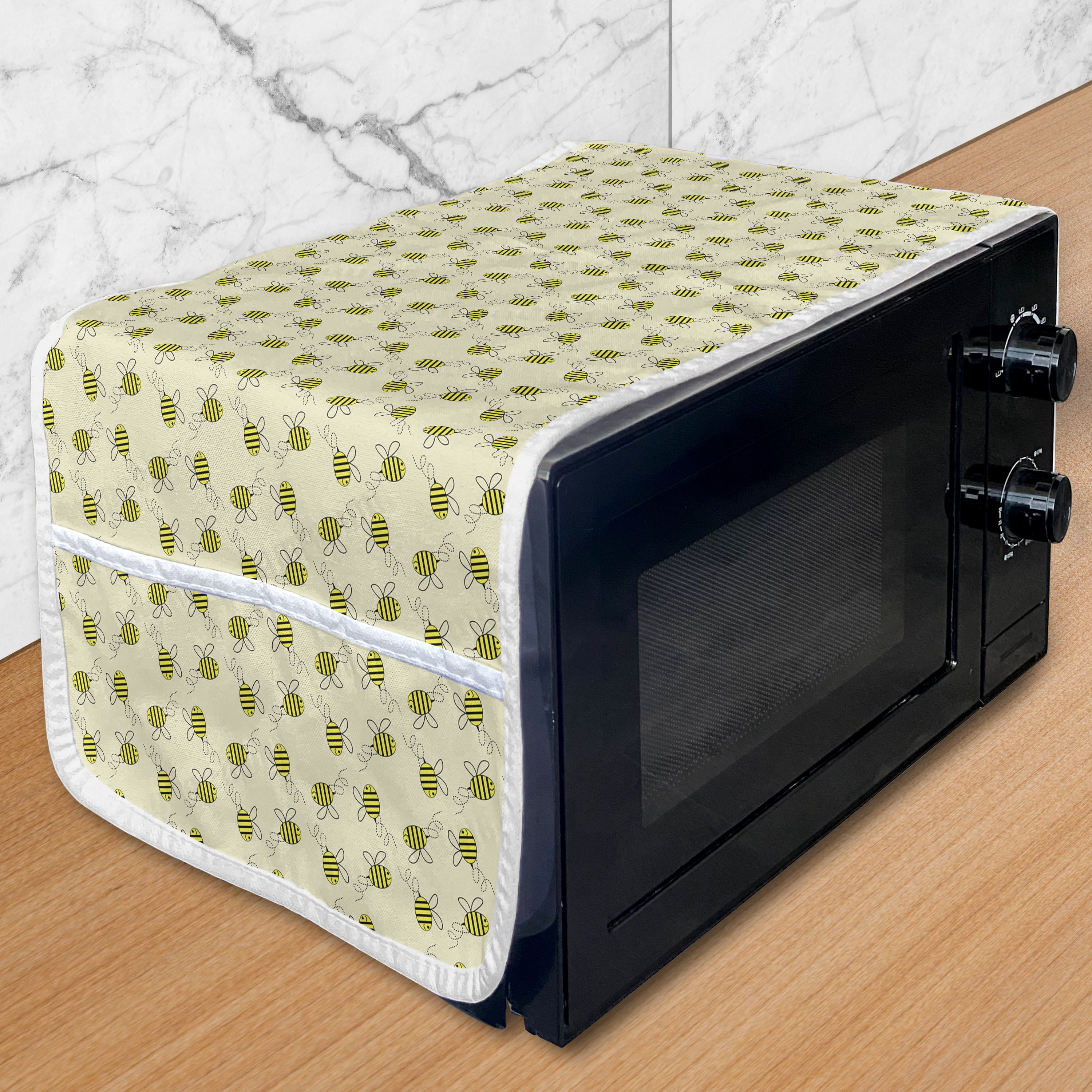 Bee Microwave Oven Cover, Continuous Flying Insects Spring Nature Print ...