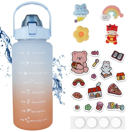 

Willkey 2 Litre Motivational Water Bottle with Time Markings Large Capacity Water Jug Portable Sport Drinking Bottle with Straw and Handle BPA Free Drink Mug for Travel Outdoor Home Office