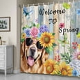 thumbnail image 4 of Shower Curtain for Bathroom Welcome to Spring Words Waterproof Bath Curtains Shower Curtains with Hooks,Farm Cute Dog Flowers Bathroom Curtain Privacy Drapes for Bathtubs Toilet 36x72in, 4 of 9