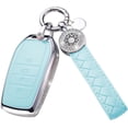 thumbnail image 1 of Key Fob Cover Compatible with Fit for Toyota Avalon Camry Corolla RAV4 Sequoia Highlander Bling Rhinestone Blue Leather Car Key Case Protection Shell with Keychain Case Holder Protector, 1 of 7