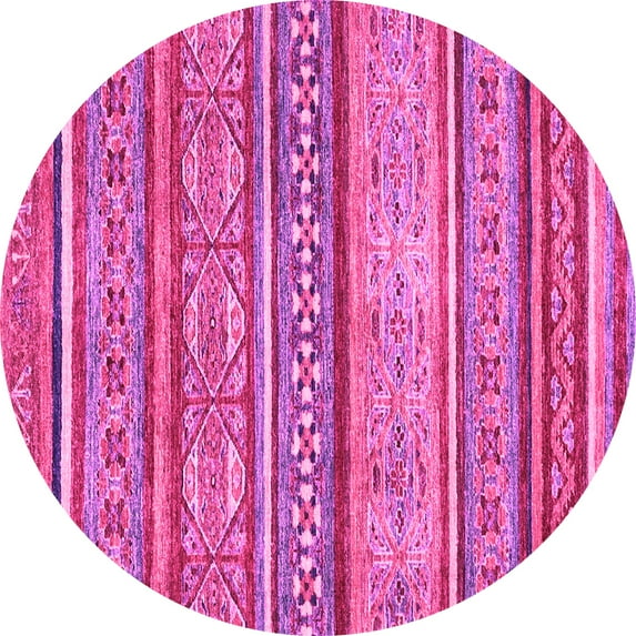 Ahgly Company Indoor Round Abstract Pink Modern Area Rugs, 8' Round