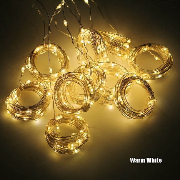Guirnalda de luces LED para decoración navideña de sala de estar, guirnalda de hadas con ganchos, control remoto, USB, 300