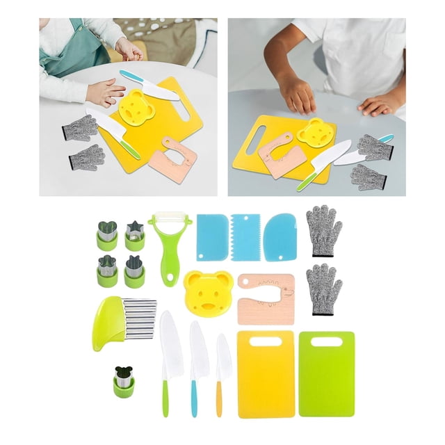 Juego de juguetes de cocina Hugo 19 piezas accesorios Montessori tabla de cortar para niños