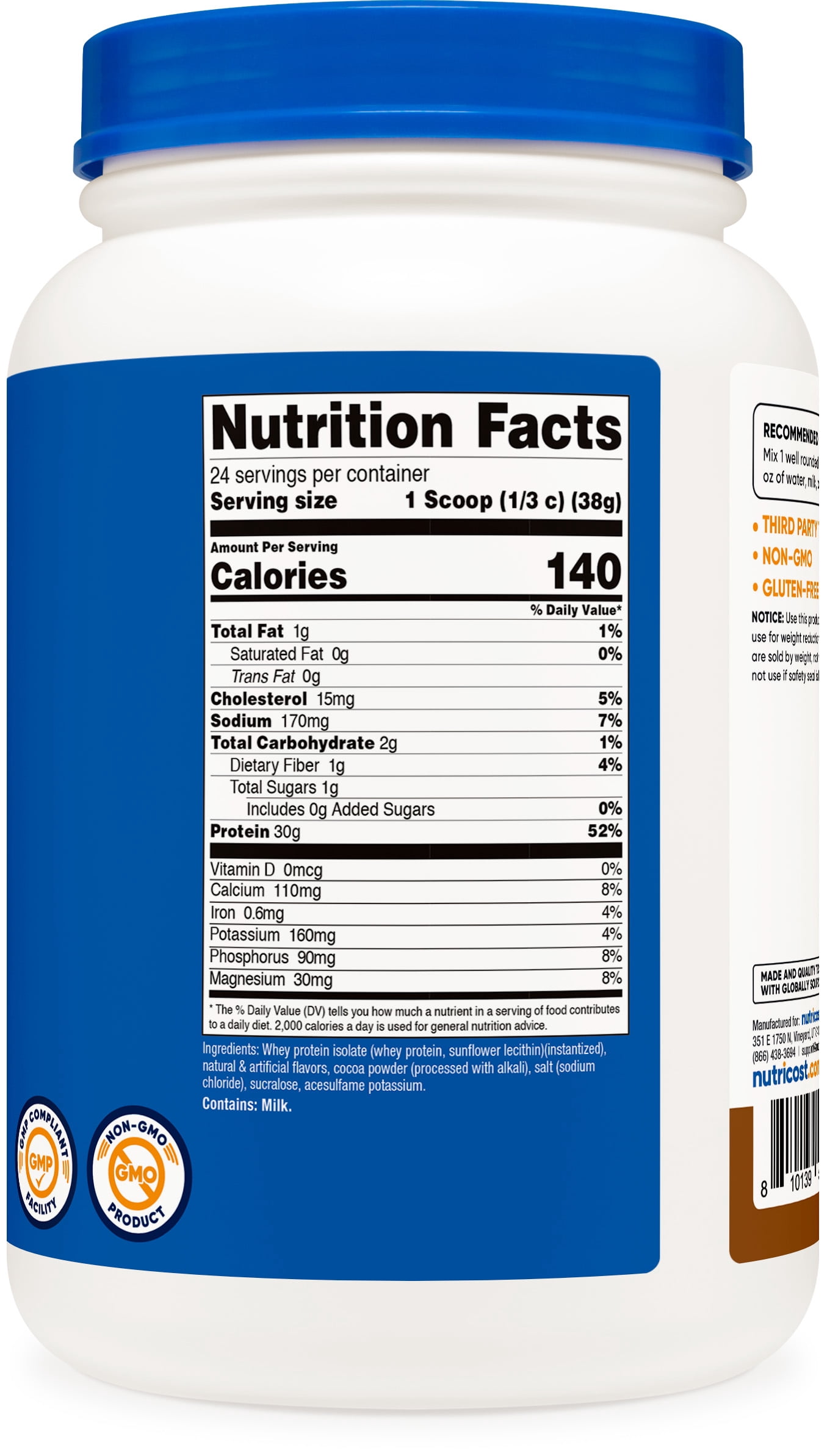 Nutricost Whey Protein Isolate Powder (Mocha) 2LBS - Non-GMO & Gluten-Free