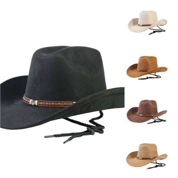 QWERTY Western Cowboy Hat Classic Fashion Jazz Hat for Men Women Sun Protection