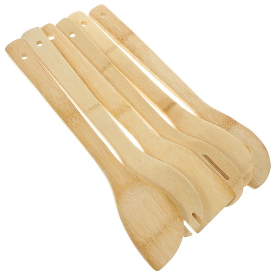 MUSEYA 6Pcs Wooden Kitchen Paddle Set for Brown Utensils for Home Cooks