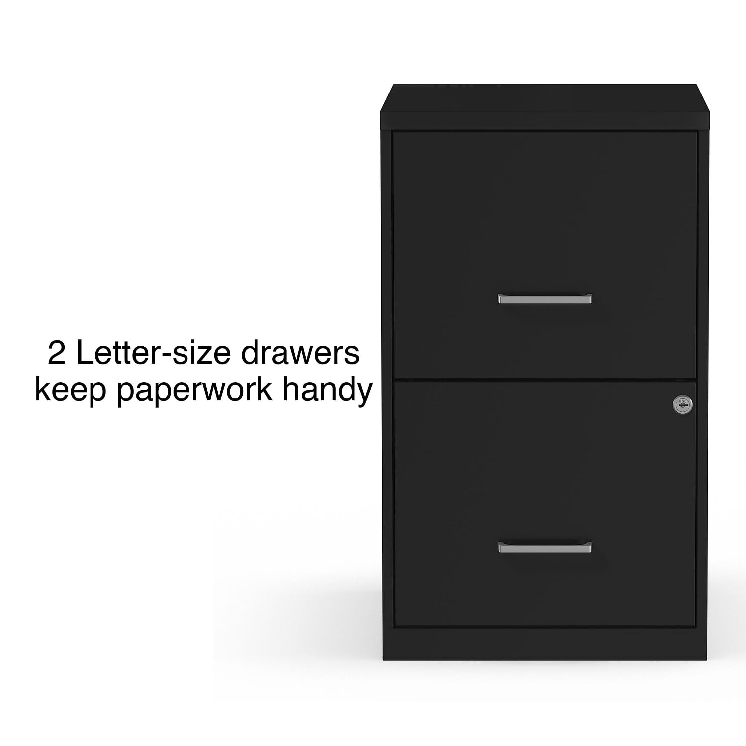 Staples 2-Drawer Vertical File Cabinet Locking Letter Black 18"D (52149) 2806262