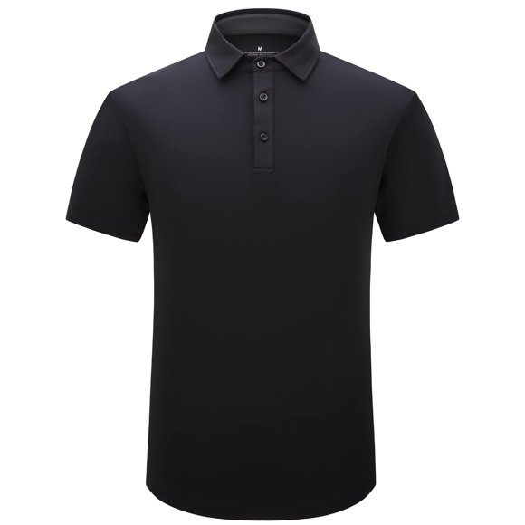 Mempea Mens Golf Shirt Moisture Wicking Quick Dry Short Sleeve Casual Polo Shirts for Men,Black M