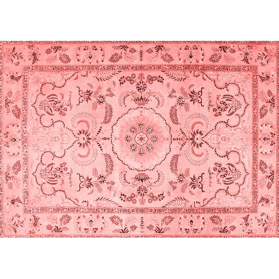 Ahgly Company Indoor Rectangle Medallion Red Traditional Area Rugs, 7' x 10'