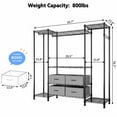 thumbnail image 7 of 3 Rows of Hanging Bars Plus 7 Layers of Shelves Wire Metal Hangers, Heavy Duty Hangers with Fabric Drawers, Closet Organizers Portable Hangers, Home Shelves , Freestanding Wardrobe Closet, Black, 7 of 7