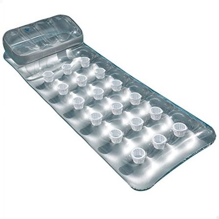 Intex 12-58894EU 18 Pocket Suntanner Pool Lounge Float with Headrest, Clear/Silver