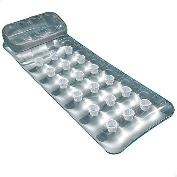Intex 12-58894EU 18 Pocket Suntanner Pool Lounge Float with Headrest, Clear/Silver