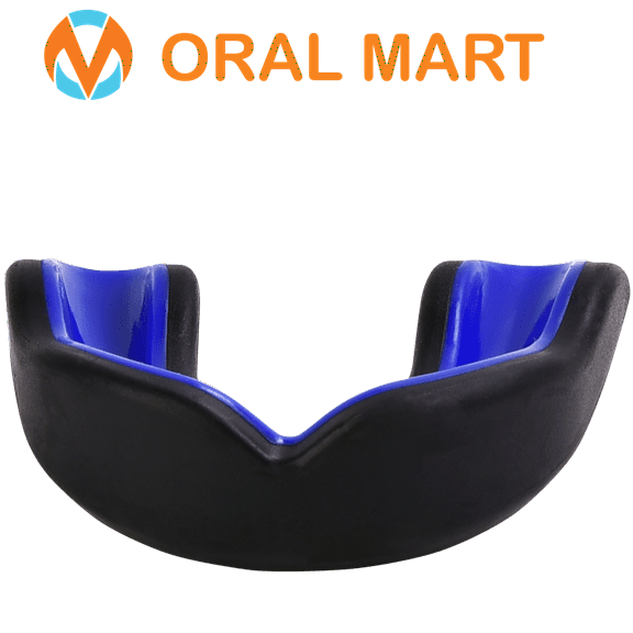 Oral Mart Youth Mouth Guard for Sports - Black/Blue Mouthguard for Kids, Boxing, MMA, Karate, Flag Football, BJJ