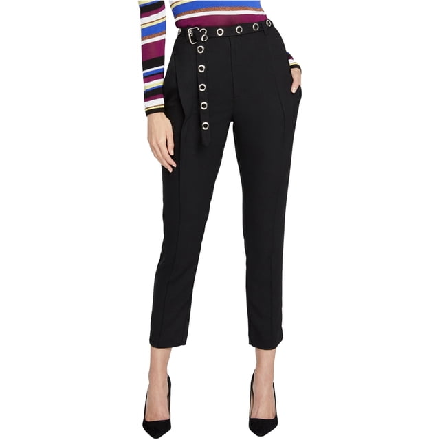 Pantalones casuales Rachel Roy con cinturón para mujer negro 0