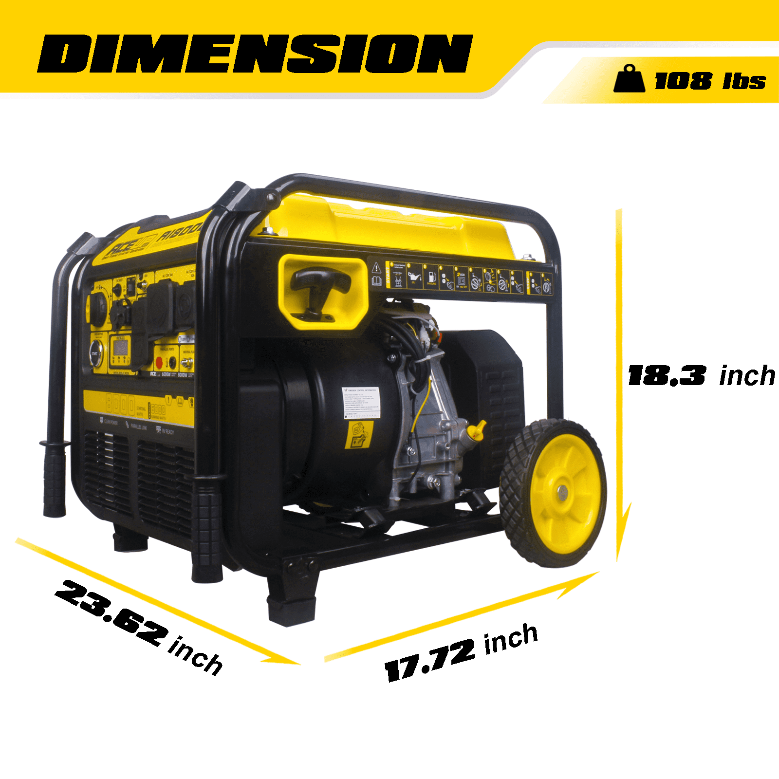 Aceup Energy 8000W Gasoline Pull Cord Start Inverter Generator, RV-Ready for Home Use, Emergency