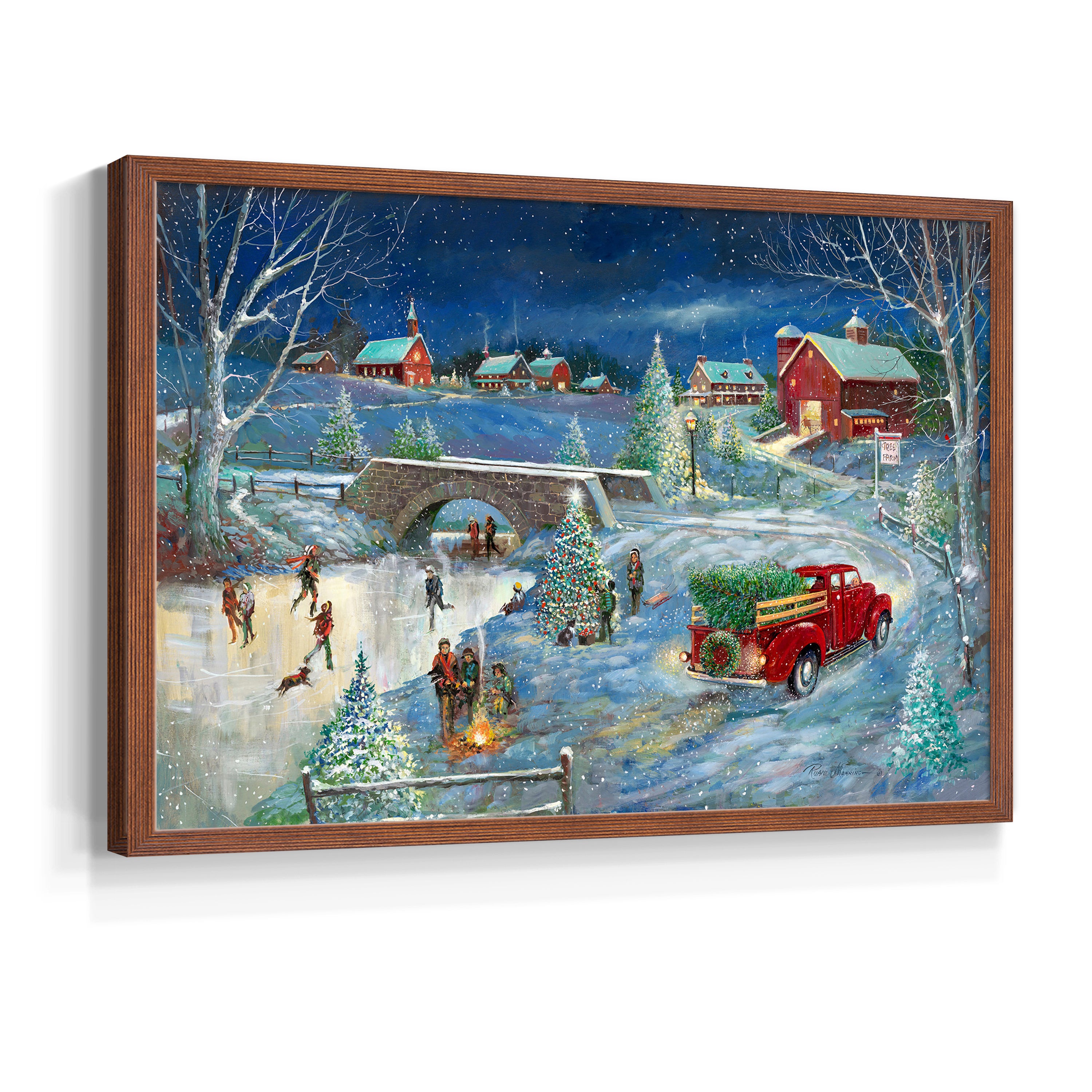Warm Holiday Memories by Ruane Manning - Restickable Framed Giclée Print with Real Wood Frame