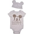 thumbnail image 3 of Disney 3 Pack Mickey Mouse Jogger and creepers Set with Cap, Bodysuit Bundle for Baby, Size 24M Off-White, 3 of 5