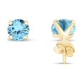 thumbnail image 3 of AFFY 4mm Round Cut Simulated Aquamarine Stud Earrings in 14k Yellow Gold Over Sterling Silver, 3 of 5