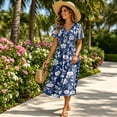 thumbnail image 6 of Womens Summer DressesShort Sleeve Wrap V-Neck Hight Waist Sundress A-Line Beach Vacation Dresses 2026, 6 of 7