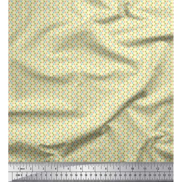 Soimoi Polyester Crepe Fabric Geometric Small Print Fabric by The Yard 52 Inch Wide