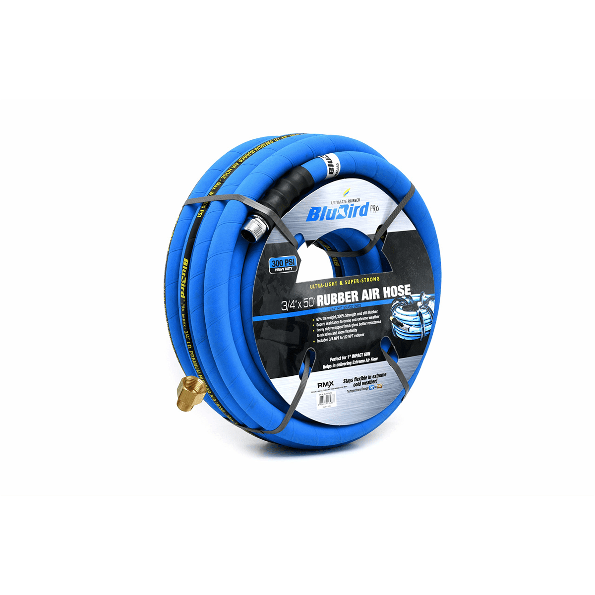 Blubird BB3450 Rubber, 3/4in x 50ft Air Hose 3/4 in Air Inlet Size MNPT