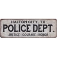 thumbnail image 1 of HALTOM CITY, TX POLICE DEPT. Home Decor Metal Sign Gift 8x24 108240012844, 1 of 1