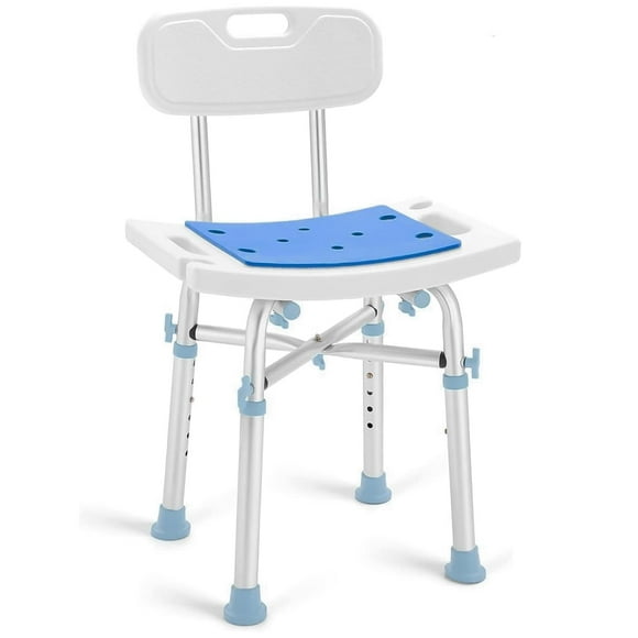 Shower Chair with Backrest (500lbs/226kg) - Height Adjustable Shower Bench, Tool-Free Assembly Small Bath Chair, Bath Seat - Ideal for Narrow Showers, Bathtubs