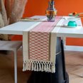 thumbnail image 4 of Table for Home Decor with Tassels 72 Inches Long Farmhouse Rustic Table Runner Cream & Brown Macrame Burlap Fall Table Decoration for Living Room Bridal Shower (12x72 Inches), 4 of 5