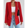 thumbnail image 2 of Women's Office Lightweight Loose Fit Solid Color Blazer Notch Collar Long Sleeve, 2 of 10