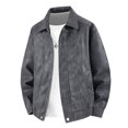 thumbnail image 4 of LYSMORA 2026 Men's Lapel Vintage Washed Faux Leather Bomber Jacket, Snap Button Zip Front Elastic Hem Oversized Loose Fit Windproof Motorcycle Street Casual Outerwear, 4 of 5