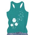 thumbnail image 3 of Tank Top for Women Dandelion Graphic Floral T-Shirt for Women Sleeveless Blouses Casual Summer Boho Tops Holiday Wildflowers Tee Shirts(Dark Green,S), 3 of 3