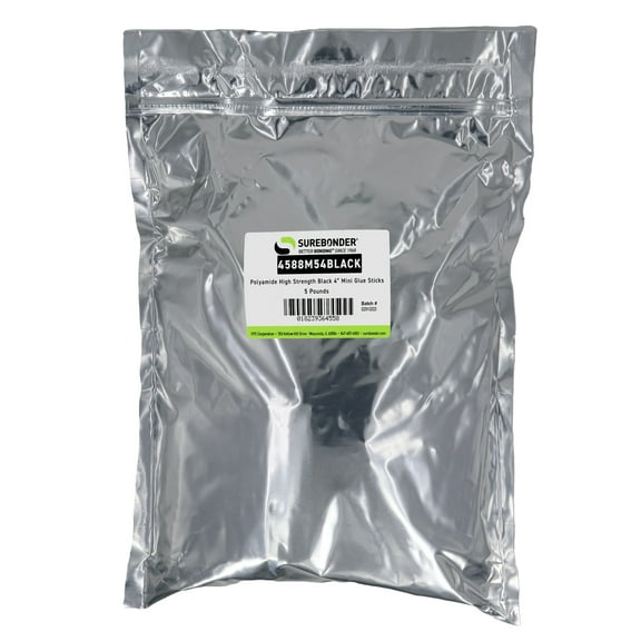 4588M54BLACK Mini Size 4" Polyamide High Strength Black Hot Glue Stick 5 lb Box