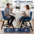 thumbnail image 3 of Swivel Bar Stools Set of 4, 26" Counter Height Bar Stools with Back, Farmhouse Velvet Barstools for 34–38" Kitchen Island, Blue (Set of 4), 3 of 10