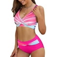thumbnail image 2 of SEAFORM Womens Two Piece Swimsuits Wrap Front Bikini High Waisted Bottom Tummy Control Bathing Suits Vintage Print Swimwear, 2 of 14
