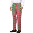 thumbnail image 4 of INSPIRE CHIC Men's Pant Diamond Plaid Pattern Regular Fit Color Block Suit Trousers 30 Red Green, 4 of 6