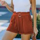thumbnail image 3 of Pantalones cortos de cintura elástica para mujer, color naranja, tiro alto, bolsillos, corte recto, estilo informal, para verano, 3 of 6